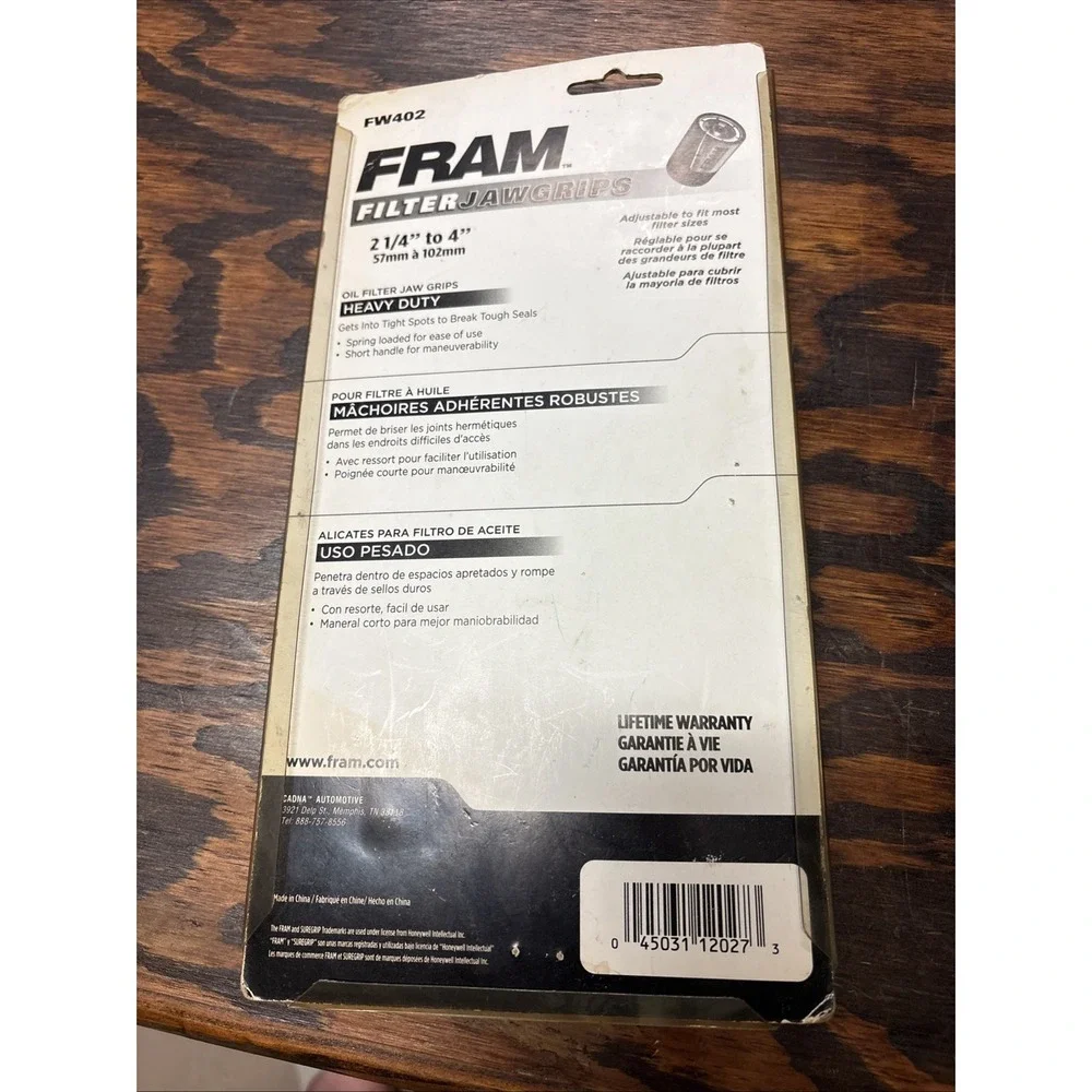 FRAM FILTER JAW GRIPS FW402‎ 2 1/4